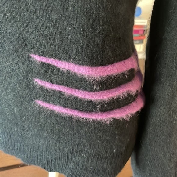 Angora Rabbit 🐇 Wool Spree 3d vintage black and purple sweater sacks fifth ave - Picture 6 of 7